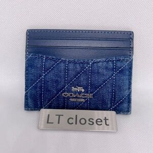 New Coach Denim Quilted Slim ID Card Case CAT70